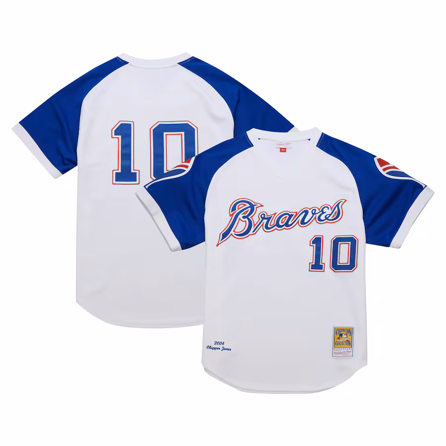Men's Atlanta Braves Chipper Jones Mitchell & Ness White 2004 Cooperstown Collection Authentic Throwback Jersey - Jersey