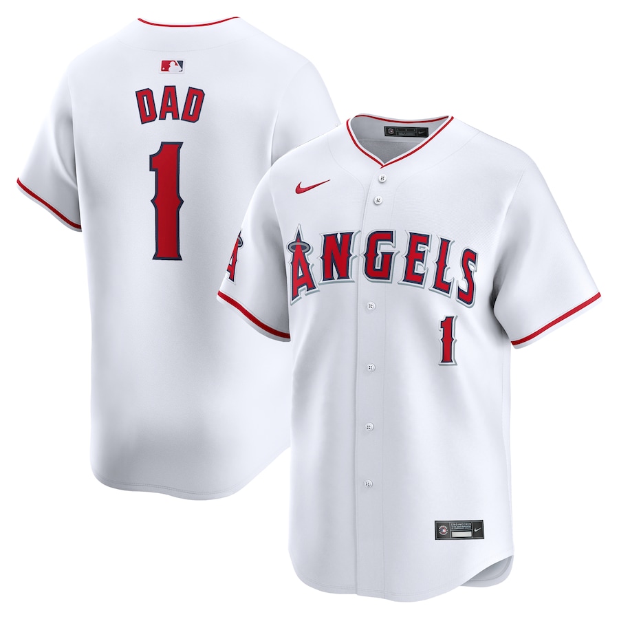Men's Los Angeles Angels Nike White #1 Dad Home Limited Jersey - Jersey
