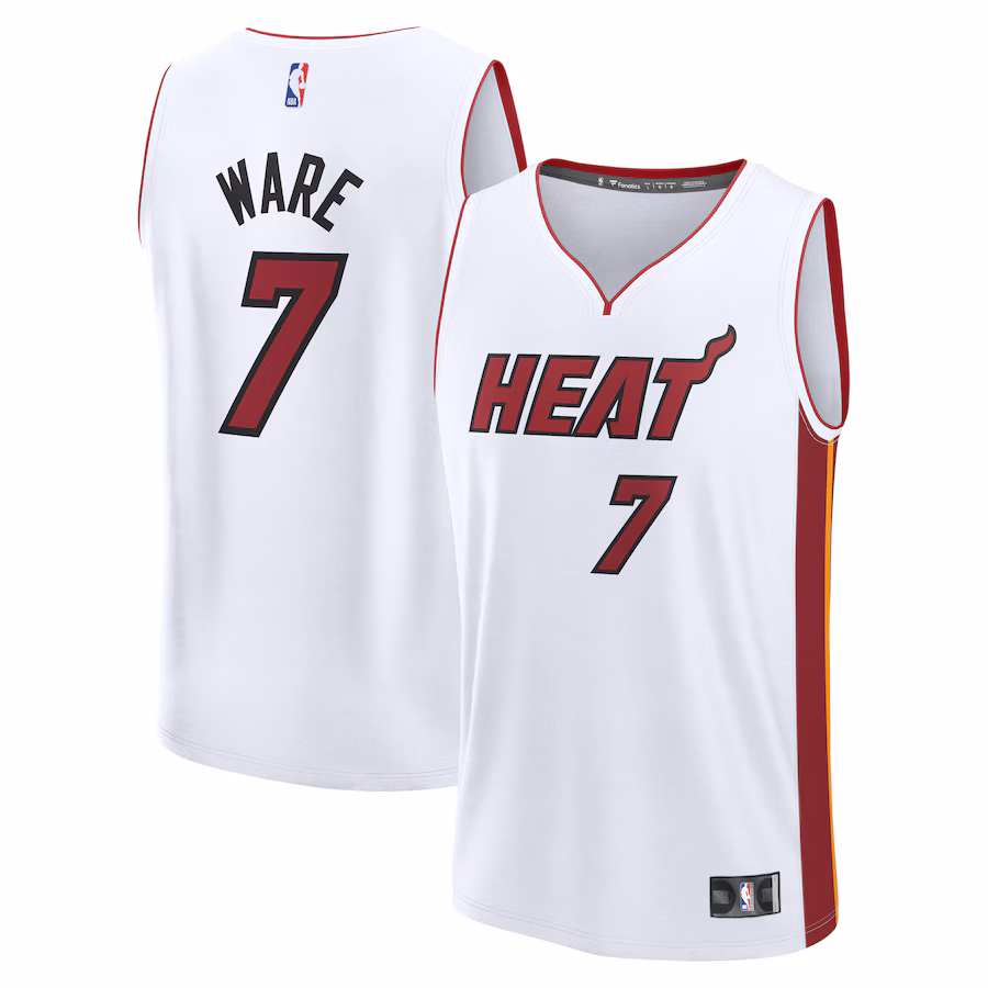 Men's Miami Heat Kel'el Ware Fanatics White Fast Break Replica Player Jersey - Association Edition - Jersey