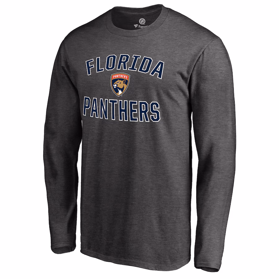 Men's Florida Panthers Heathered Gray Victory Arch Long Sleeve T-Shirt - Jersey