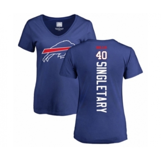 Football Women's Buffalo Bills #40 Devin Singletary Royal Blue Backer T-Shirt - Jersey