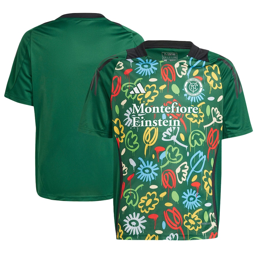 Youth New York City FC adidas Green 2024 One Planet Pre-Match Top - Jersey
