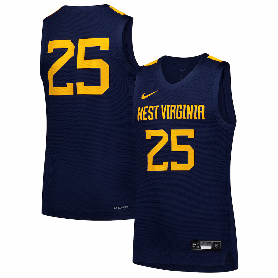 Youth Nike #25 Navy West Virginia Mountaineers Replica Basketball Jersey - Jersey