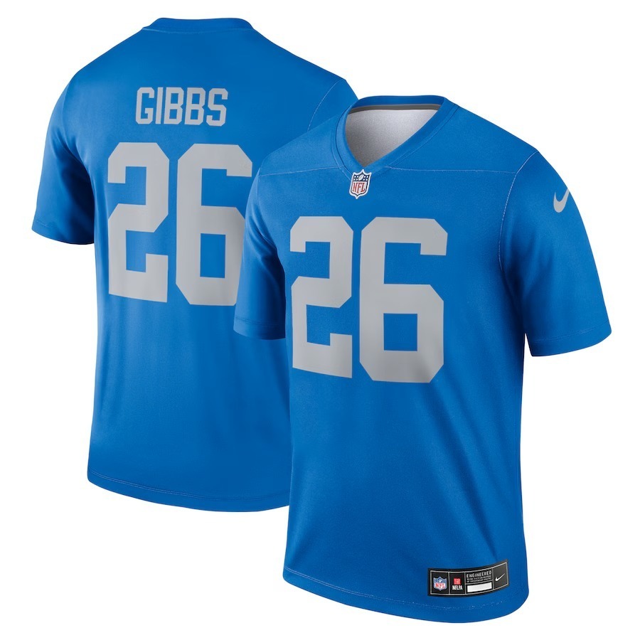 Men's Detroit Lions Jahmyr Gibbs Nike Blue Alternate Legend Player Performance Top - Jersey