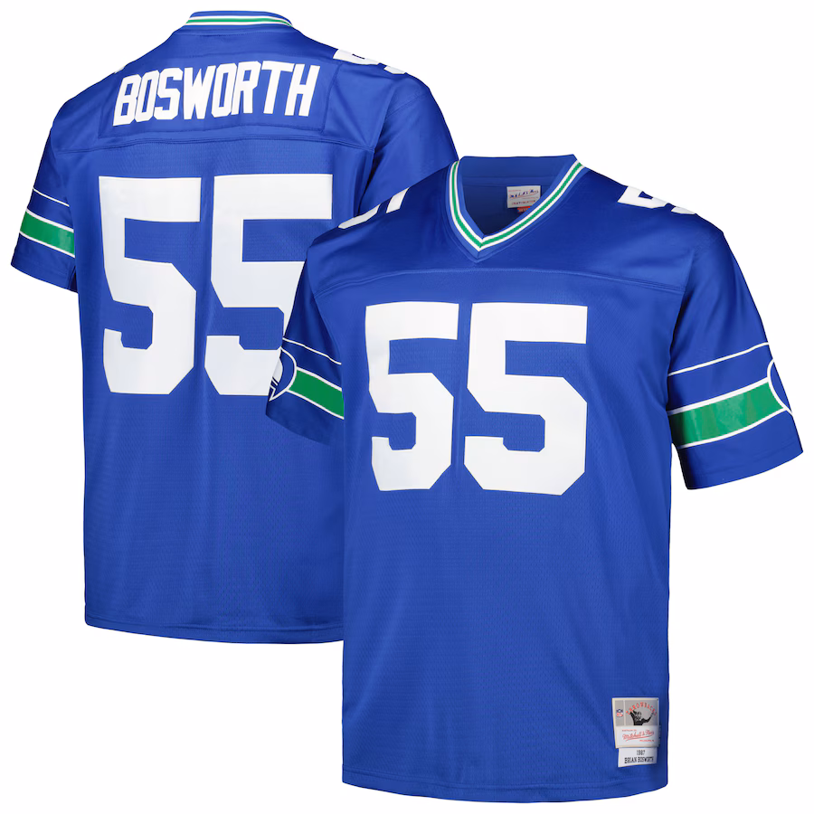 Men's Seattle Seahawks Brian Bosworth Mitchell & Ness Royal Big & Tall 1987 Legacy Retired Player Jersey - Jersey