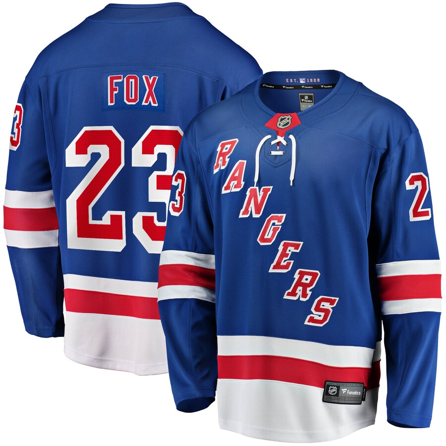 Men's New York Rangers Adam Fox Fanatics Branded Blue 2017/18 Home Breakaway Replica Jersey - Jersey