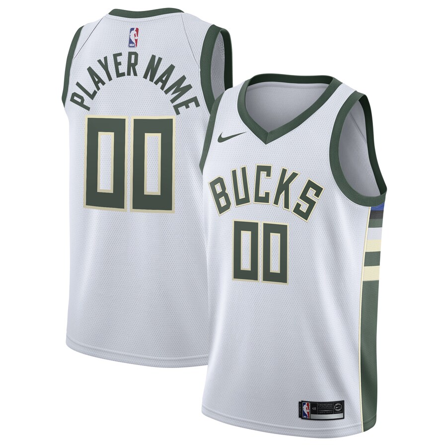Men's Milwaukee Bucks Nike White 2020/21 Swingman Custom Jersey - Association Edition - Jersey