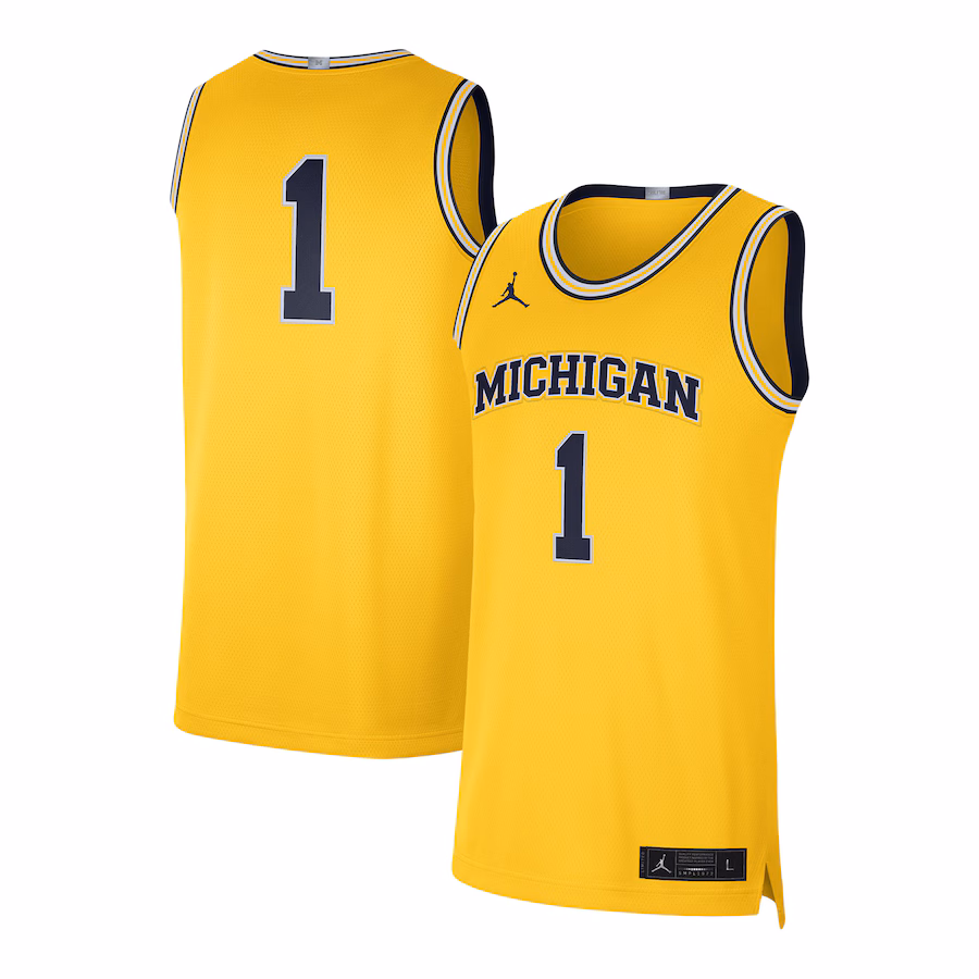 Men's Jordan Brand #1 Maize Michigan Wolverines Limited Authentic Jersey - Jersey