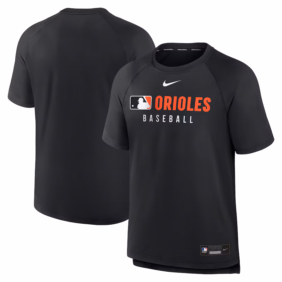 Men's Baltimore Orioles Nike Black Authentic Collection Pregame Raglan Performance T-Shirt - Jersey