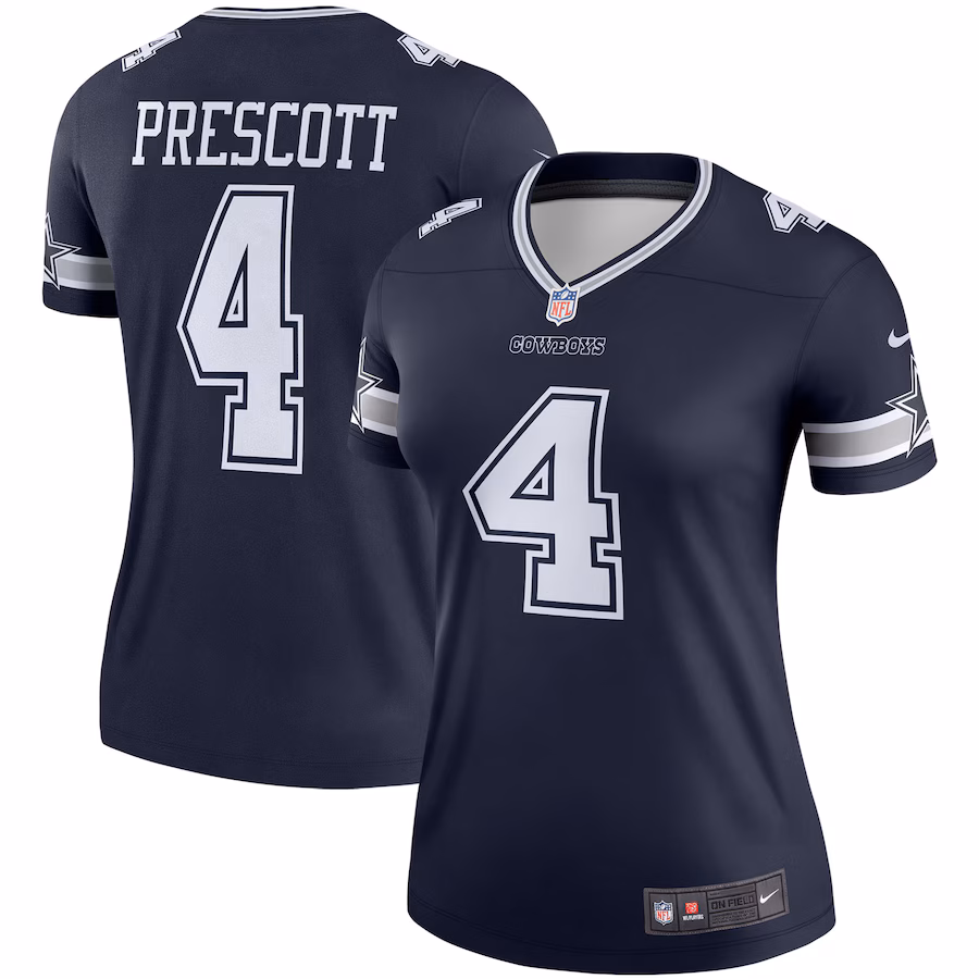 Women's Dallas Cowboys Dak Prescott Nike Navy Legend Player Performance Top - Jersey