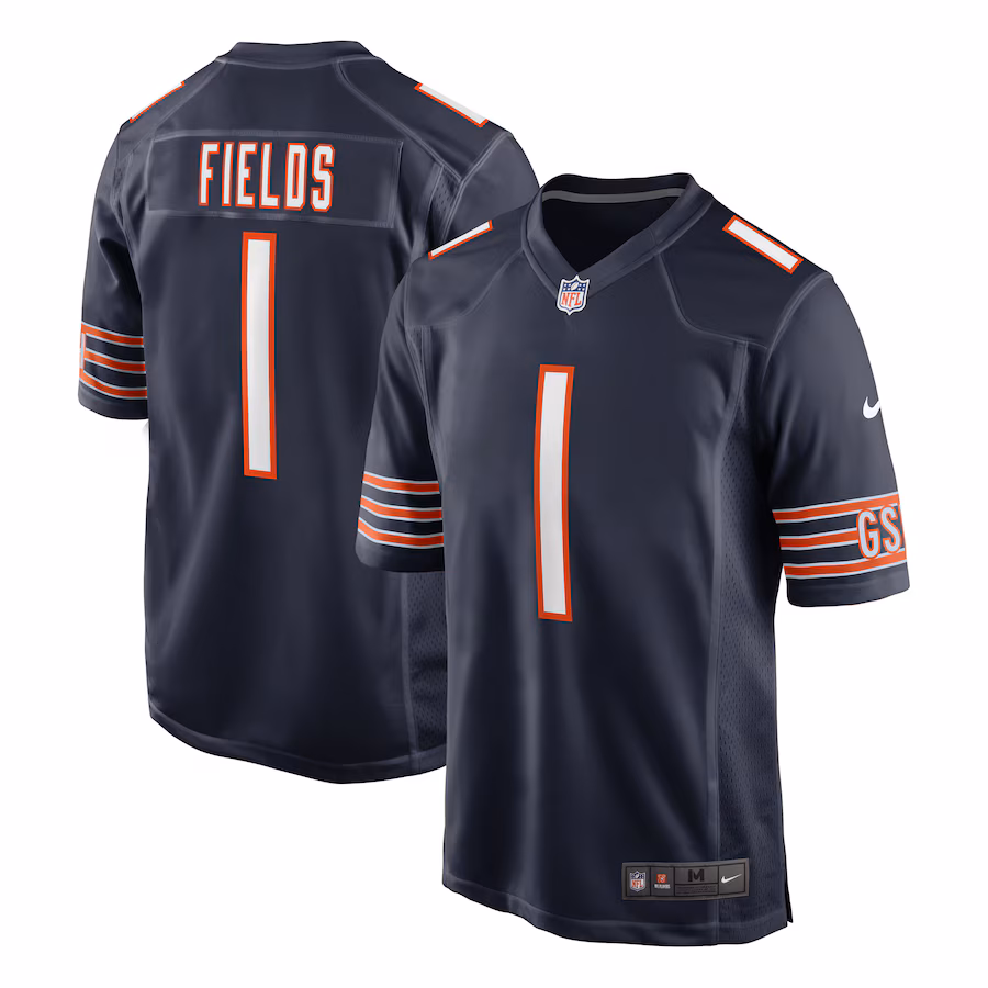 Men's Chicago Bears Justin Fields Nike Navy Game Jersey - Jersey