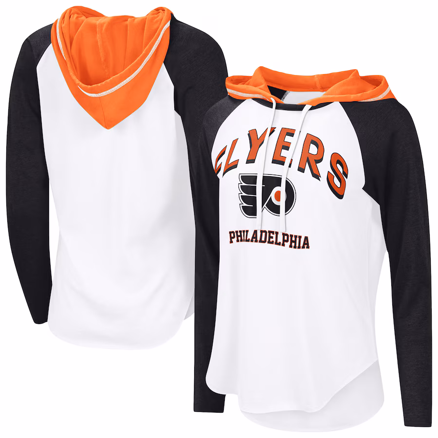 Women's Philadelphia Flyers G-III 4Her by Carl Banks White VIP Raglan Long Sleeve Hoodie T-Shirt - Jersey
