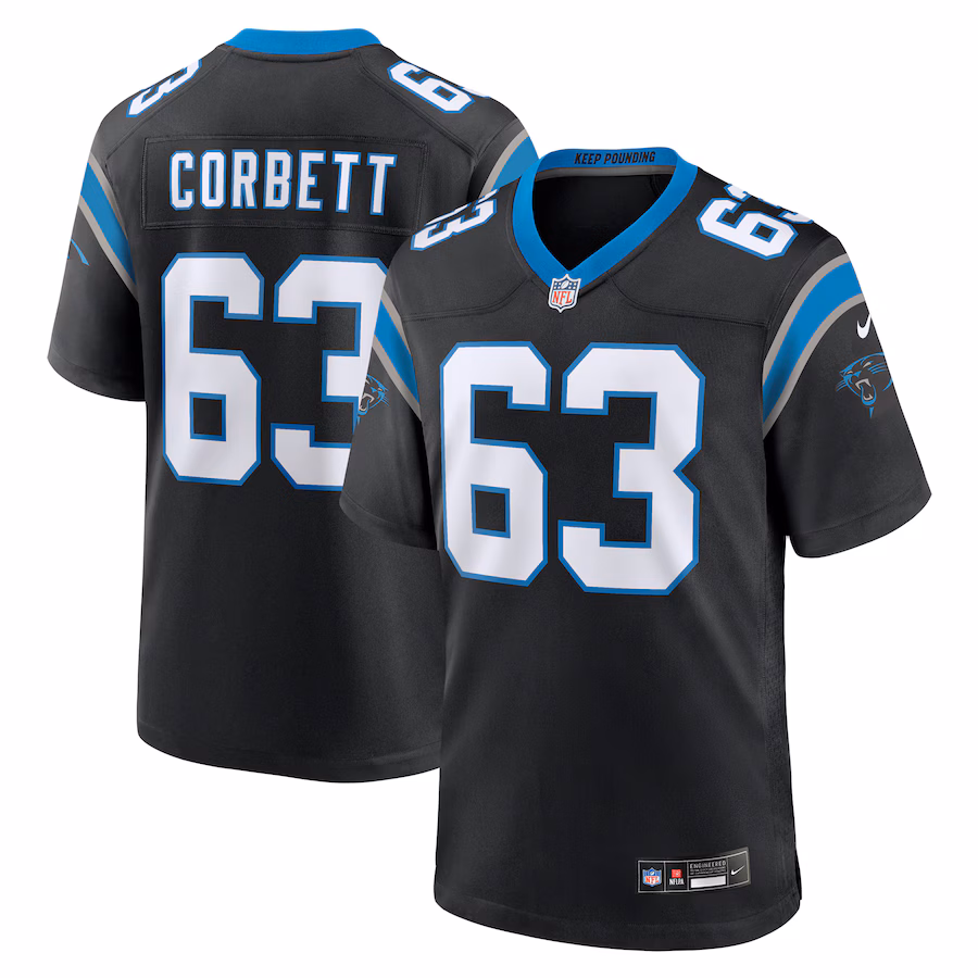 Men's Carolina Panthers Austin Corbett Nike Black Team Game Jersey - Jersey