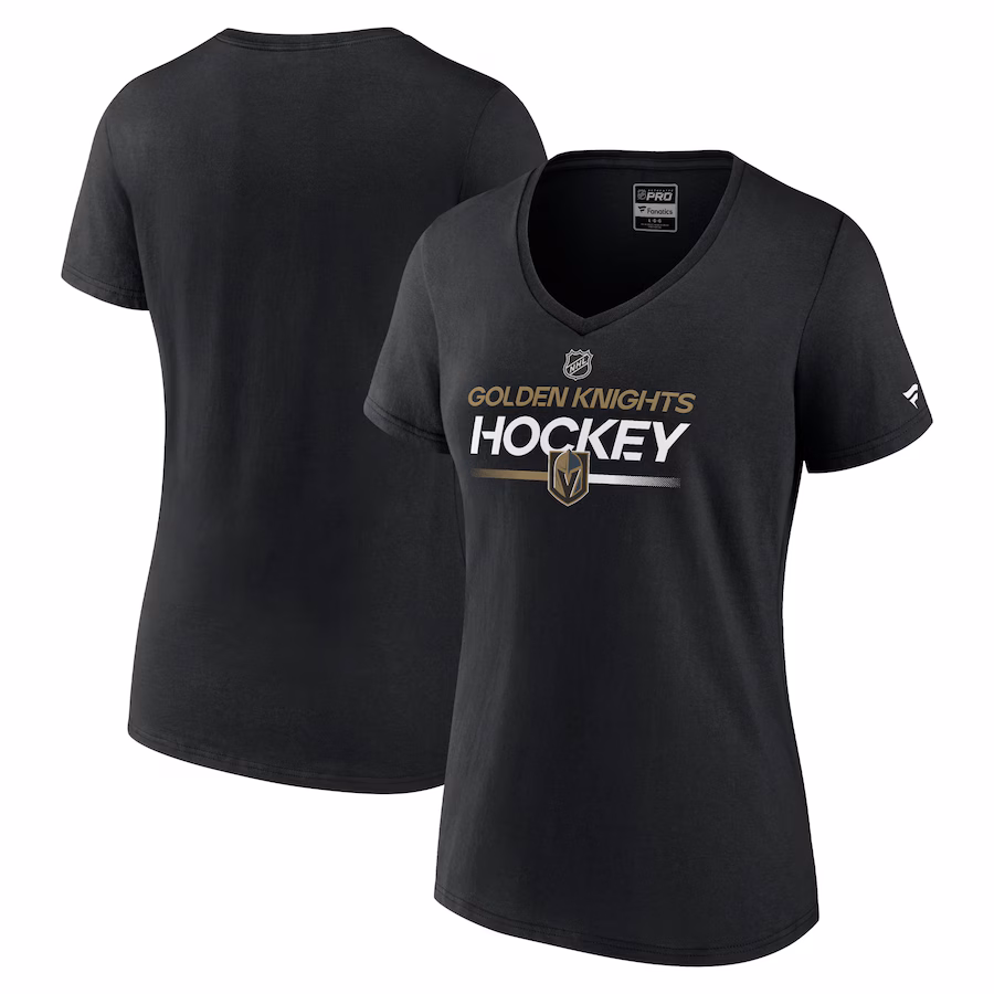 Women's Vegas Golden Knights Fanatics Black Authentic Pro V-Neck T-Shirt - Jersey