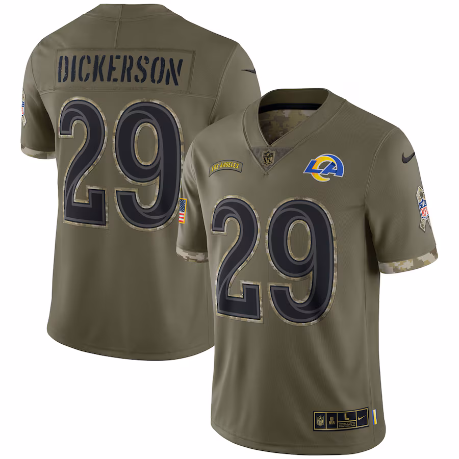 Men's Los Angeles Rams Eric Dickerson Nike Olive 2022 Salute To Service Retired Player Limited Jersey - Jersey