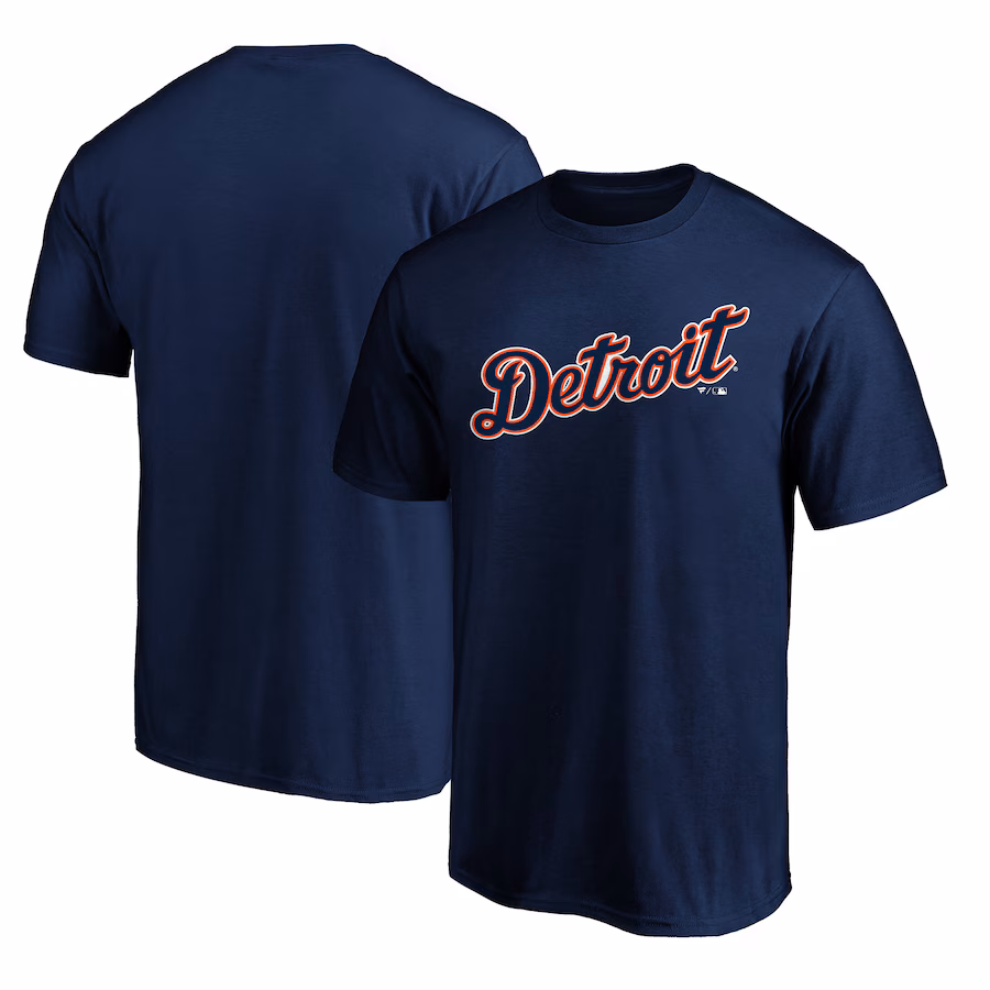 Men's Detroit Tigers Navy Official Team Wordmark T-Shirt - Jersey