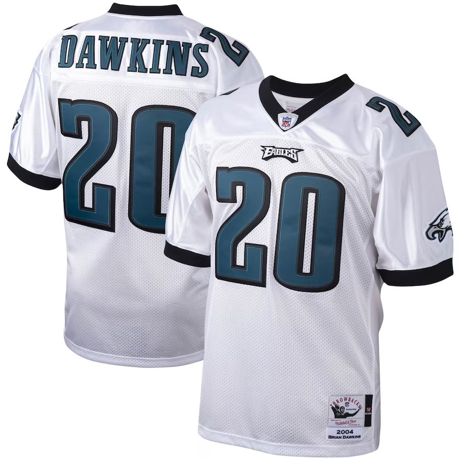 Men's Philadelphia Eagles 2004 Brian Dawkins Mitchell & Ness White Authentic Throwback Retired Player Jersey - Jersey