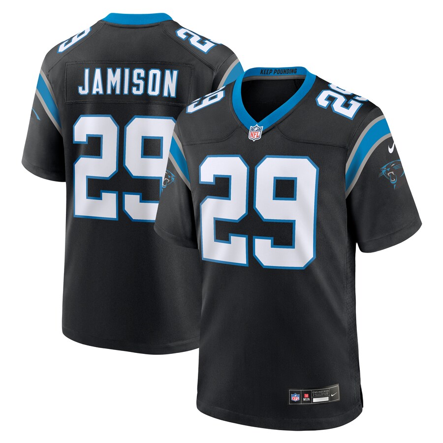 Men's Carolina Panthers D'Shawn Jamison Nike  Black Team Game Jersey - Jersey