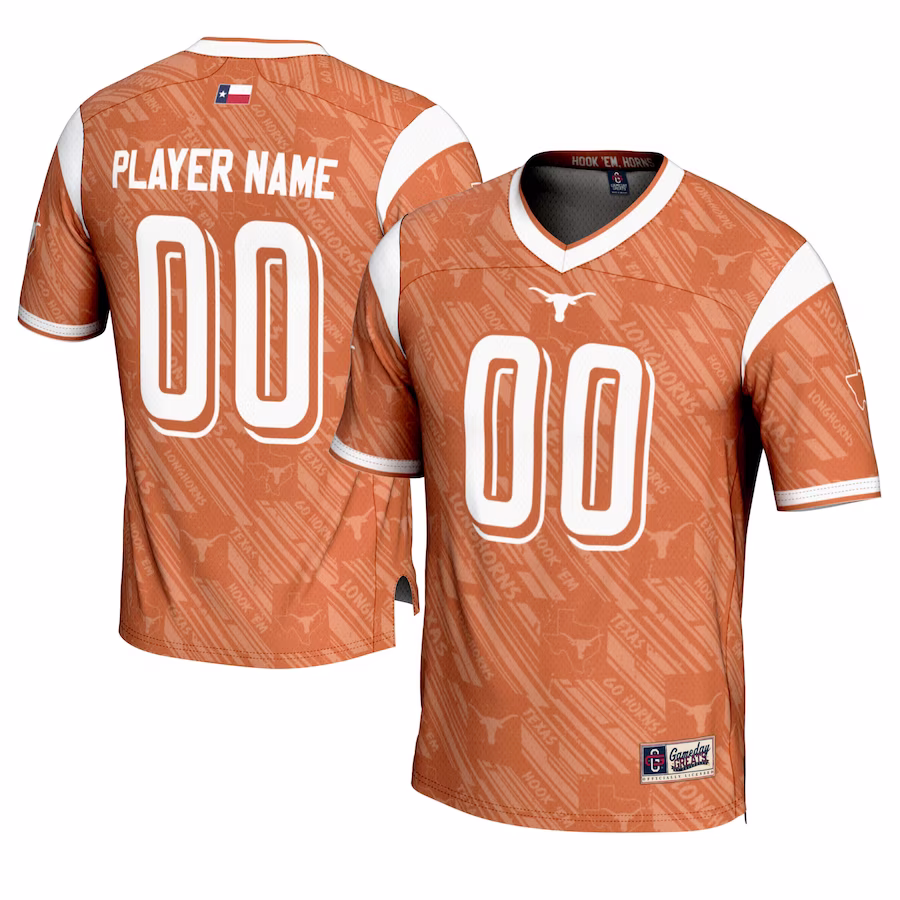 Texas Longhorns GameDay Greats Highlight Print NIL Pick-A-Player Football Jersey - Texas Orange - Jersey