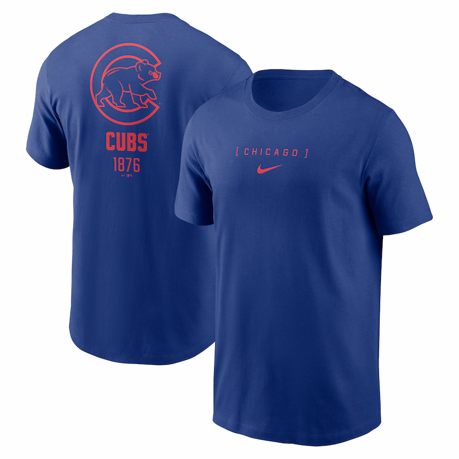 Men's Chicago Cubs Nike Royal Large Logo Back Stack T-Shirt - Jersey