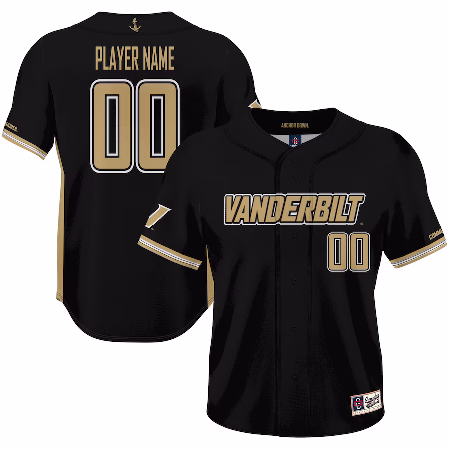 Vanderbilt Commodores GameDay Greats NIL Pick-A-Player Lightweight Baseball Jersey - Black - Jersey