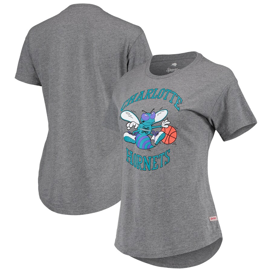 Women's Charlotte Hornets Sportiqe Heathered Gray Tri-Blend Phoebe T-Shirt - Jersey