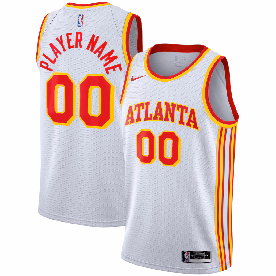Men's Atlanta Hawks Nike White 2020/21 Swingman Custom Jersey - Association Edition - Jersey