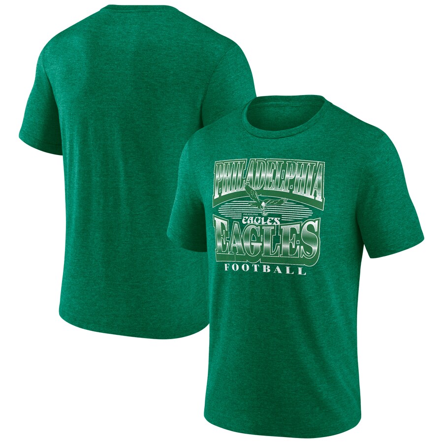 Men's Philadelphia Eagles Fanatics Heather Kelly Green Extreme Tackle Tri-Blend T-Shirt - Jersey