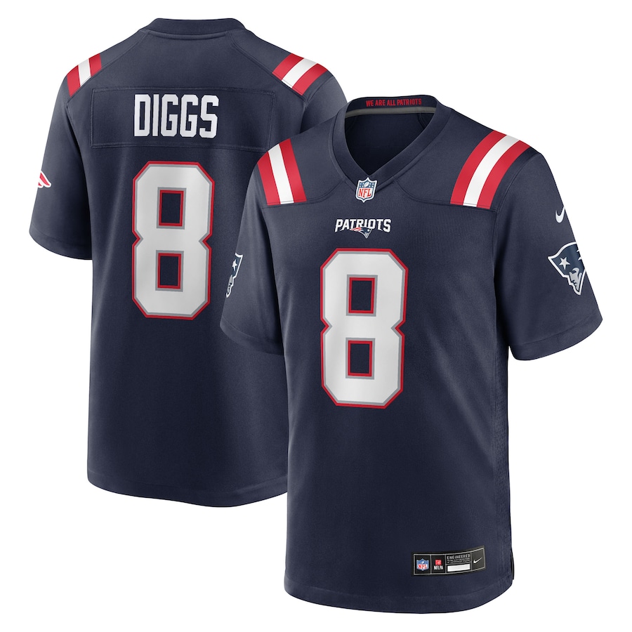 Men's New England Patriots Stefon Diggs Nike Navy Game Jersey - Jersey