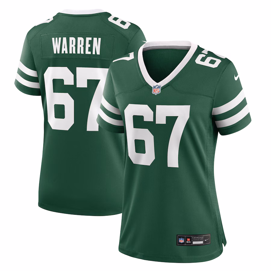 Women's New York Jets Carter Warren Nike Legacy Green Team Game Jersey - Jersey