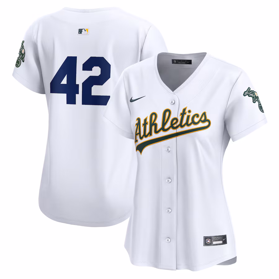 Women's Oakland Athletics  Nike White 2024 Jackie Robinson Day Home Limited Jersey - Jersey