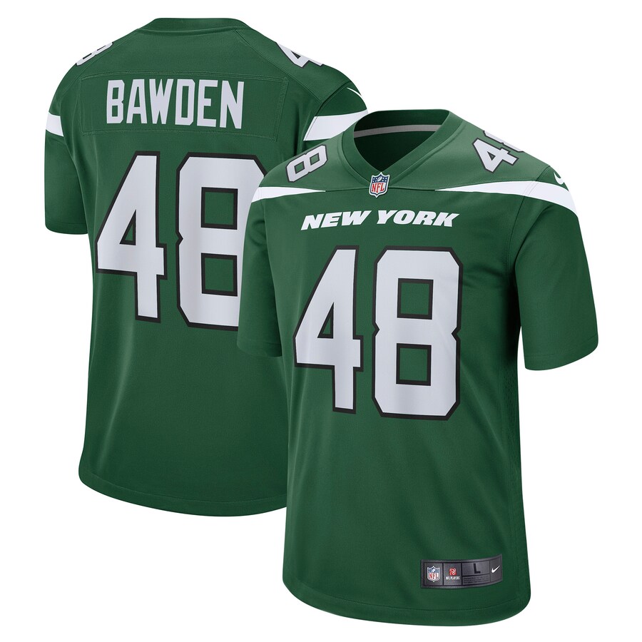 Men's New York Jets Nick Bawden Nike Gotham Green Game Player Jersey - Jersey