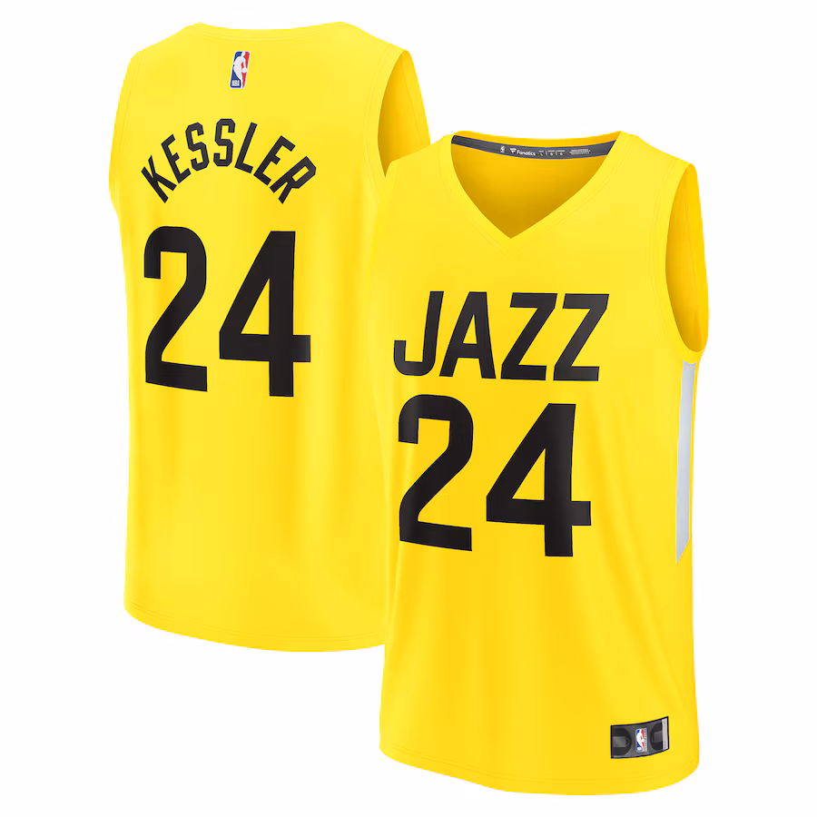 Men's Utah Jazz Walker Kessler Fanatics Yellow Fast Break Replica Player Jersey - Icon Edition - Jersey