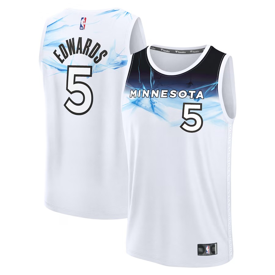 Men's Minnesota Timberwolves Anthony Edwards Fanatics White 2024/25 Fast Break Player Jersey - City Edition - Jersey