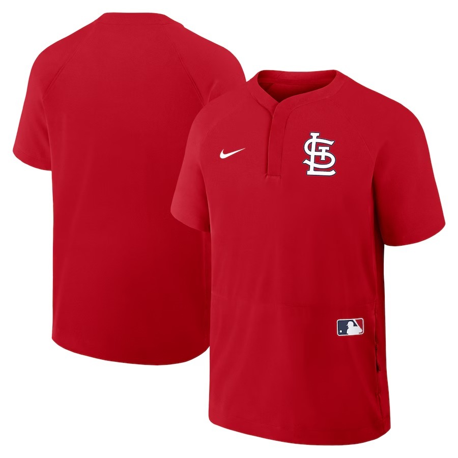 Men's St. Louis Cardinals Nike Red Authentic Collection Raglan Short Sleeve Windshirt - Jersey