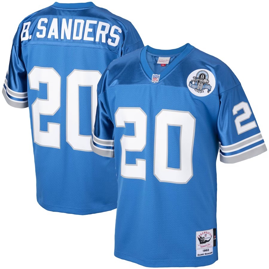 Men's Detroit Lions 1993 Barry Sanders Mitchell & Ness Blue Authentic Throwback Retired Player Jersey - Jersey