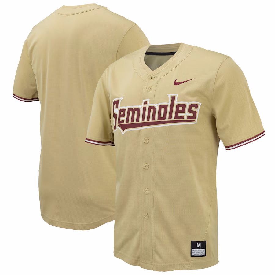 Men's Nike Gold Florida State Seminoles Replica Full-Button Baseball Jersey - Jersey