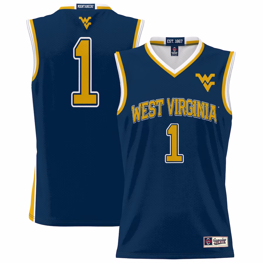 #1 West Virginia Mountaineers GameDay Greats Youth Lightweight Basketball Jersey - Navy - Jersey