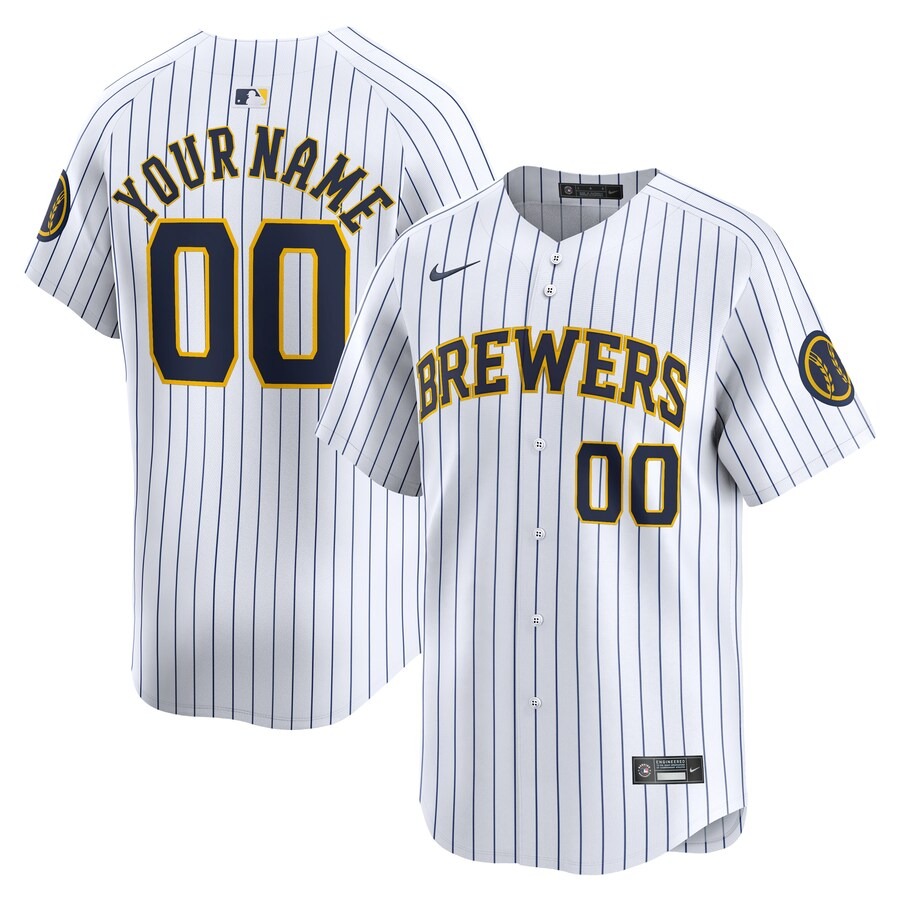 Men's Milwaukee Brewers  Nike White  Alternate Limited Custom Jersey - Jersey