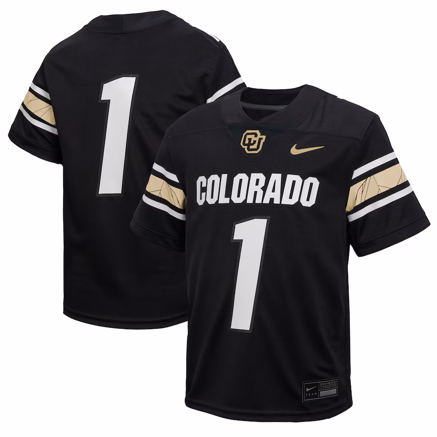Youth Nike #1 Black Colorado Buffaloes Throwback Replica Jersey - Jersey