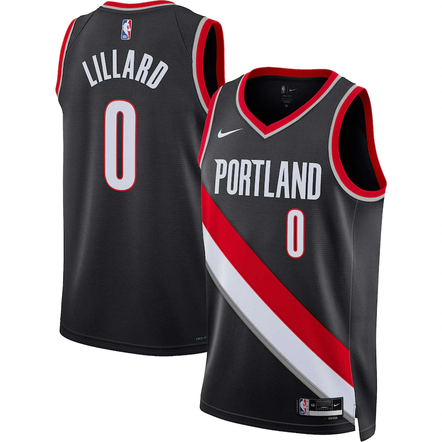 Unisex Portland Trail Blazers Damian Lillard Nike Black Swingman Jersey - Icon Edition - Jersey