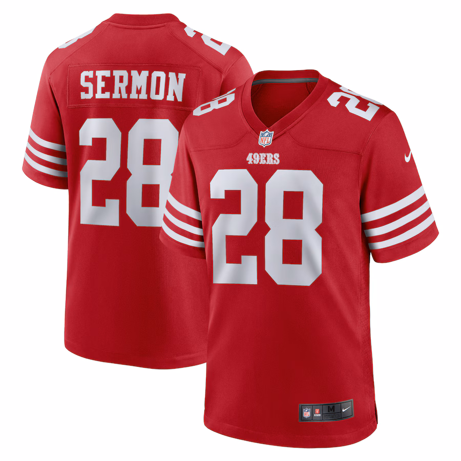 Men's San Francisco 49ers Trey Sermon Nike Scarlet Player Game Jersey - Jersey