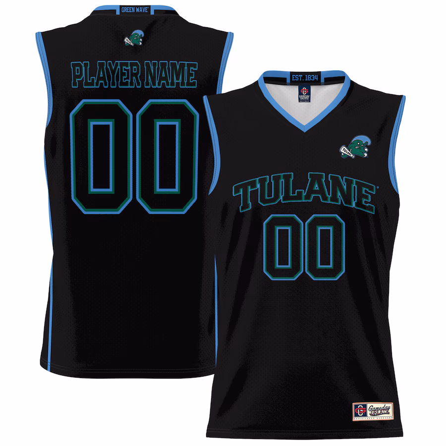 Tulane Green Wave GameDay Greats Unisex NIL Pick-A-Player Lightweight Basketball Jersey - Black - Jersey