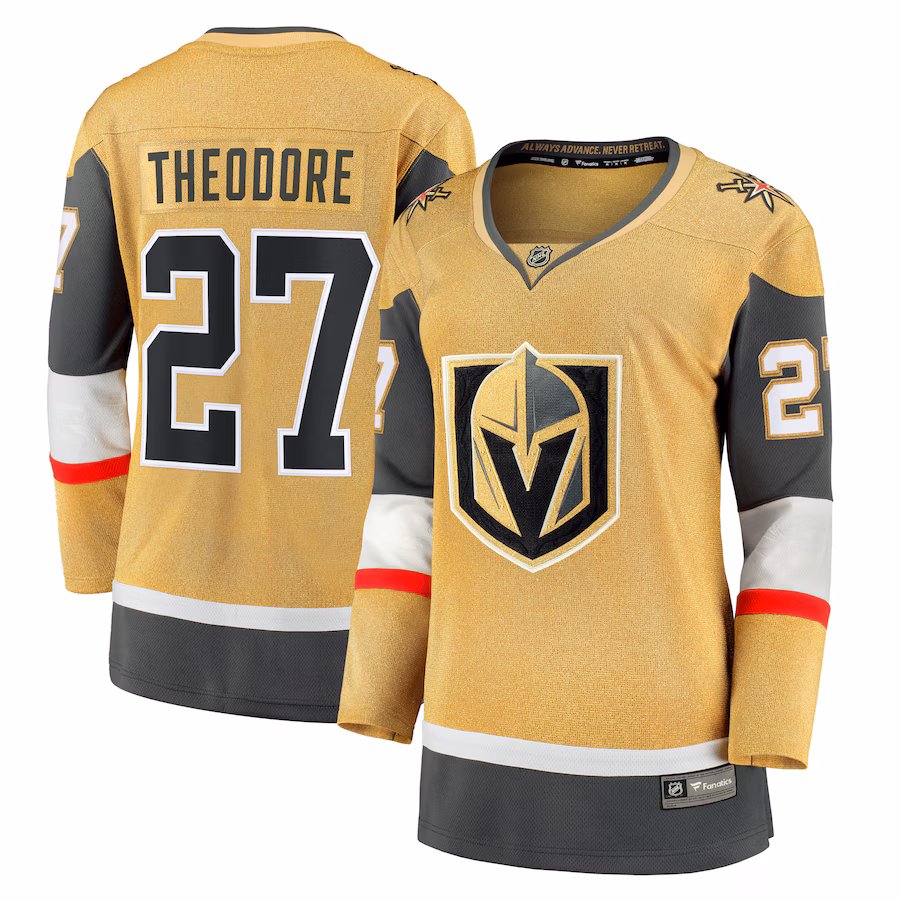 Women's Vegas Golden Knights Shea Theodore Fanatics Gold Home Breakaway Jersey - Jersey