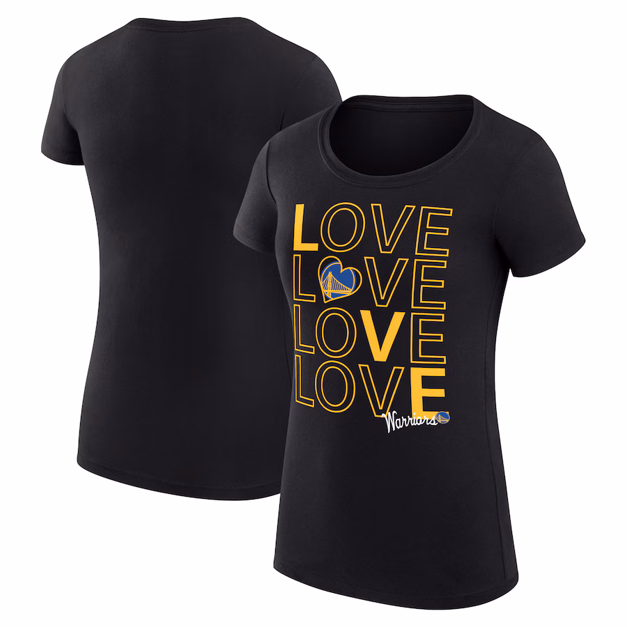Women's Golden State Warriors G-III 4Her by Carl Banks Black Basketball Love Fitted T-Shirt - Jersey