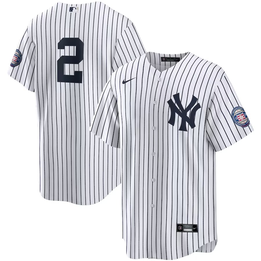 Men's New York Yankees Derek Jeter Nike White/Navy 2020 Hall of Fame Induction Replica Jersey - Jersey