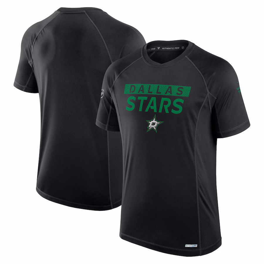 Men's Dallas Stars Fanatics Black Authentic Pro Rink Tech T-Shirt - Jersey