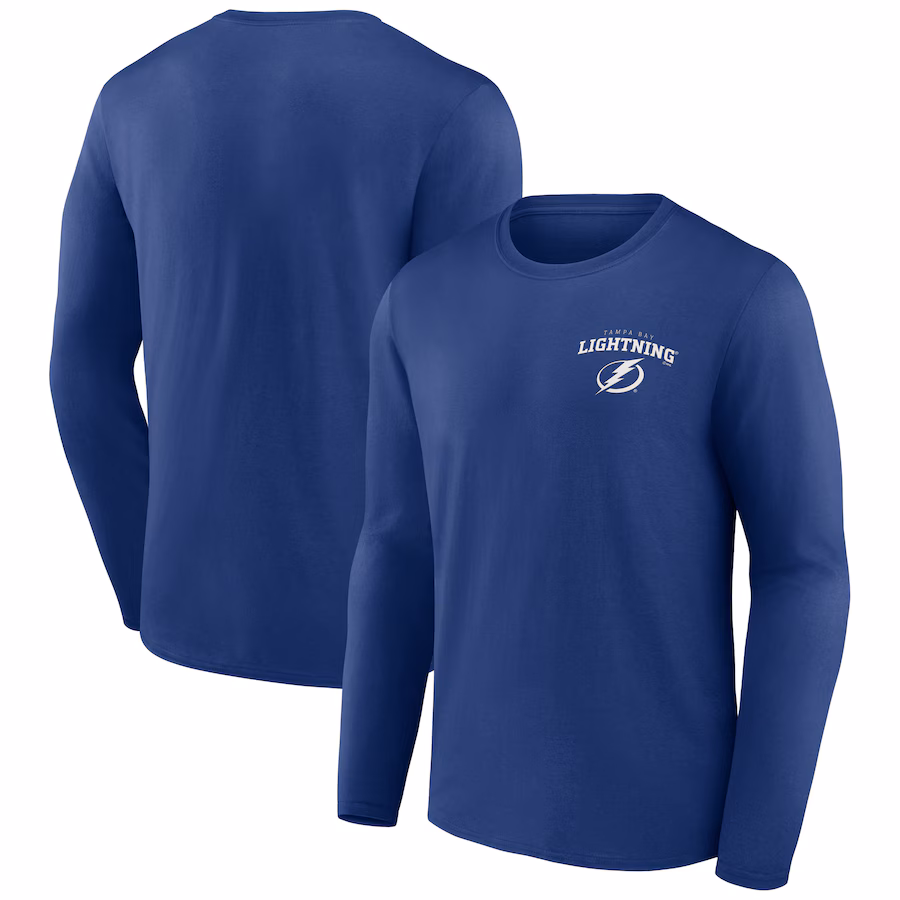 Men's Tampa Bay Lightning Blue Team Lockup Long Sleeve T-Shirt - Jersey