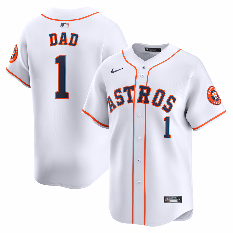 Men's Houston Astros Nike White #1 Dad Home Limited Jersey - Jersey