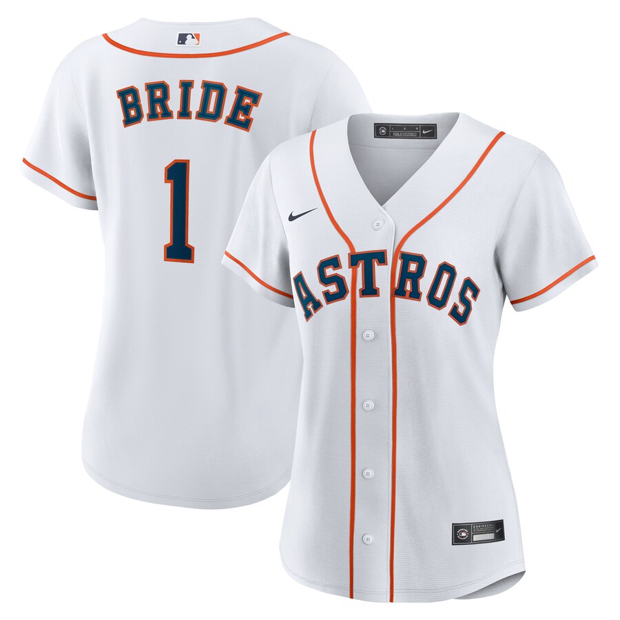 Women's Houston Astros Nike White #1 Bride Home Replica Jersey - Jersey